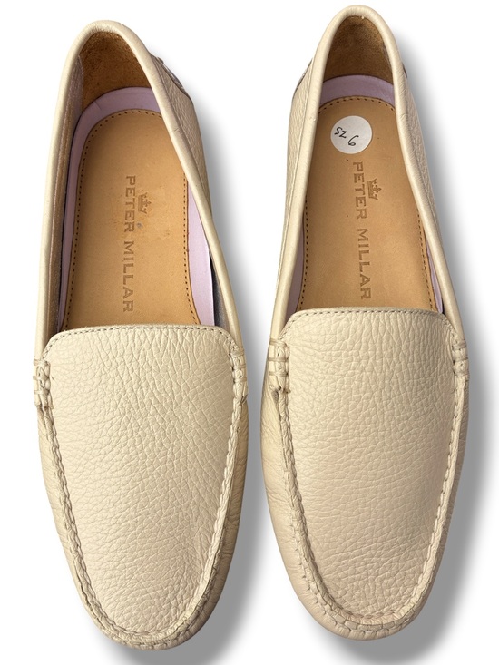 Peter Millar Shoes - Peter Millar cream/ silver pebbled leather driving moccasins. New. Sz 6